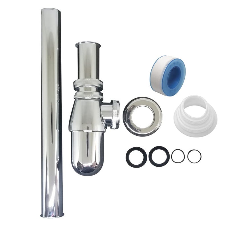 ecoartheating Classical Basin Bottle Trap Chrome Sink Bathroom Waste Pipe 1-1/4 inch Slip Inlet Drain Tube Kit - Image 4